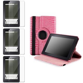 BasAcc Pink Leather Case/ Screen Protector for  Kindle Fire