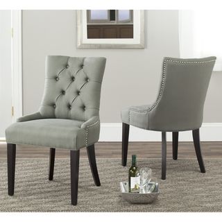 Marseille Grey Linen Nailhead Dining Chairs (Set of 2)