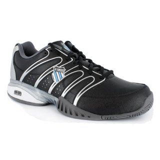 com K  Swiss Men`s Approach II Tennis Shoes Black/Grey/Silver Shoes