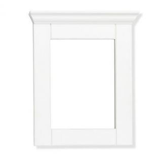 Miroir en sapin massif, lasuré blanc. Hauteur 47 cm, largeur 38 cm