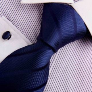 Blue Ties for Men Graduation Dark Blue Stripes Woven Silk