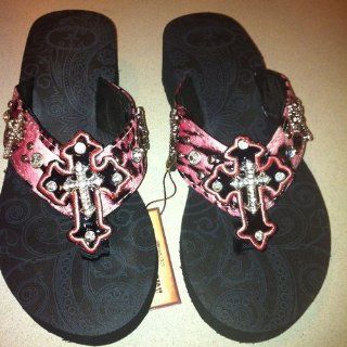 Cross Sz 7 Crystal & Rhinestone Wedge flip flop by Jersey Bling Shoes