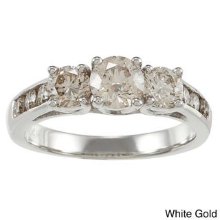 14k Gold 1 1/2ct TDW Round Diamond 3 stone Engagement Ring (K, I1 I2