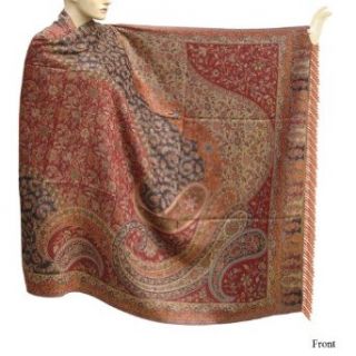 Paisley Shawl Wool Scarves In Reversible Jamawar Pattern