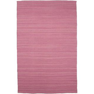 Flat Weave Pink Wool Rug (5 x 8)