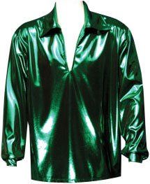 Mens XXL Green Disco Shirt Costume Clothing