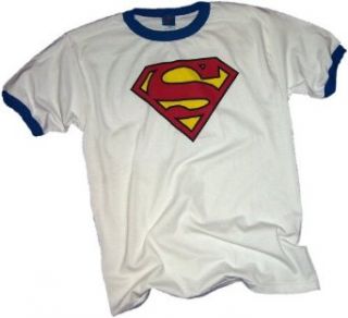 Superman Classic Shield Adult Ringer T Shirt Clothing
