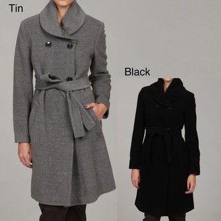 Calvin Klein Womens Double breasted Plush Trench Coat