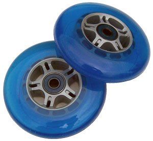2 Blue Wheels W/Abec 7 Bearings for RAZOR SCOOTER 100mm