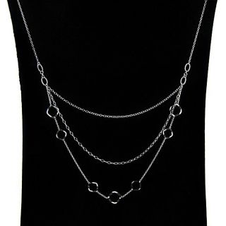 Sterling Silver 18 inch 3 tier Geometric Trend Necklace (1 mm