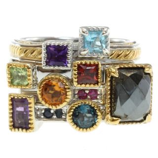 Michael Valitutti Two tone Multi gemstone Manhattan Stackable Ring Set