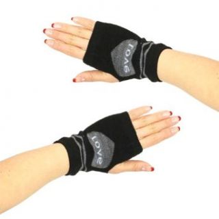 Knit Hand Warmer Fingerless Love Heart Gloves Gray with