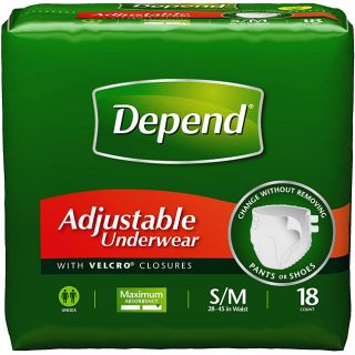 Depend Super Plus S/M 18 count Adjustable Underwear (Pack of 4