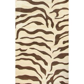 Animal Pattern Brown/ Ivory Wool Rug (96 x 136)