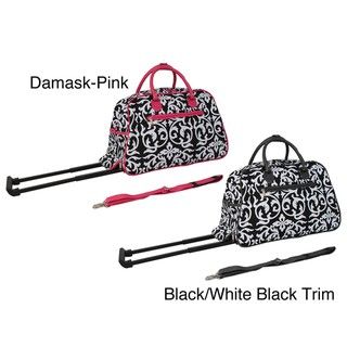 World Traveler Damask with Pink 21 inch Carry On Rolling Duffle Bag