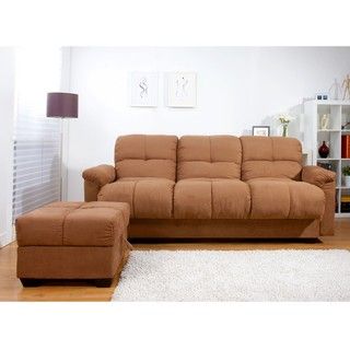 Multifunctional Microsuede Sofa Bed and Ottoman Set