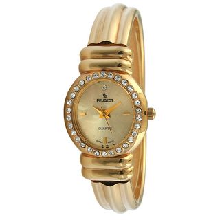 Peugeot Womens Vintage Crystal Goldtone Bracelet Watch