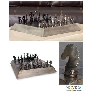 Recycled Metal Rustic Pyramid Auto Part Chess Set (Mexico