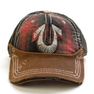 True Religion Jeans Plaid Coil Patch Leather Hat (True