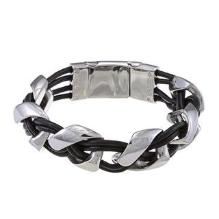 La Preciosa Stainless Steel Braided Leather Bracelet