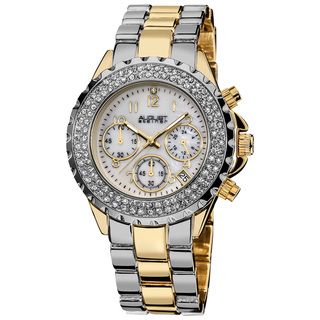 August Steiner Womens Crystal MOP Chronograph Bracelet Watch