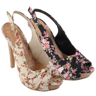 Journee Collection Womens Blythe 2 Floral Peep Toe Slingback Pumps