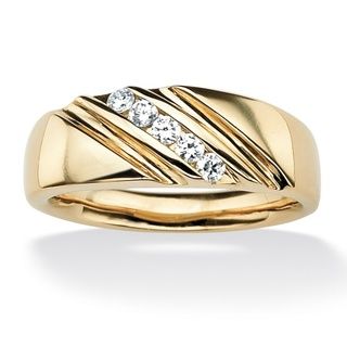 Ultimate CZ 18k Gold over Sterling Silver Mens Cubic Zirconia