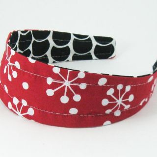Gracie Designs Mod Black, White and Red Reversible Hard Headband