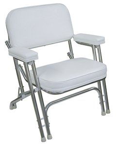 Wise Folding Deck Chair with Aluminum Frame, White Sports