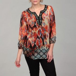 Sienna Rose Womens Bead and Sequin V neck Tunic