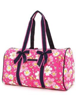 Quilted Floral Large Duffle Bag Fuschia and Navy Shoes