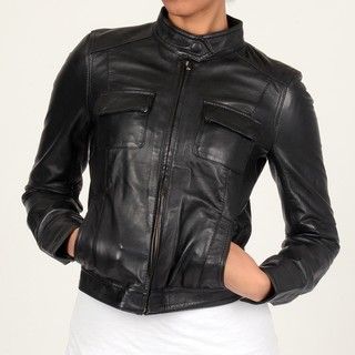 Members Only Womens Black Sylvia Leather Jacket