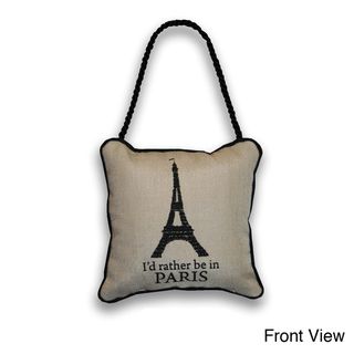 Reversible Eiffel Tower/ Bienvenue 6 inch Door Hanger Pillow