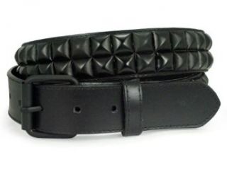 TWO ROW OF PUNK ROCK STAR METAL BLACK STUDDED LEATHER BELT
