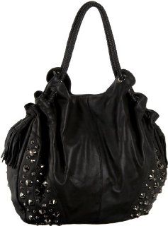 La Victoire Handbags Megan Studded Leather Hobo,Black,one size Shoes