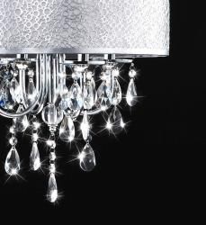 Indoor 4 light Chrome/ Crystal/ White Shades Chandelier