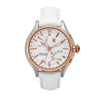 Timex Womens Perpetual Calendar White Leather Strap White Dial Watch