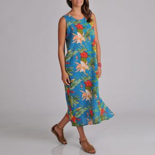 La Cera Womens Sleeveless Side button Floral print Dress