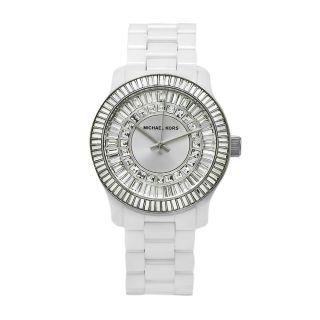 Michael Kors Womens Classic White Ceramic Silver Dial Watch