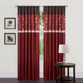 Cocoa Blossom Red 84 inch Curtain Panel Pair