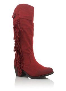 Suede Fringe Cowgirl Boots Shoes