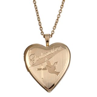 Goldplated Brass Godmother Engraved 20 mm Heart Locket Necklace