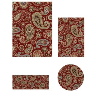 Impressions Collection Red 4 piece Rug Set