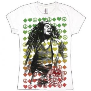 Bob Marley   One Love Label Juniors T Shirt Clothing