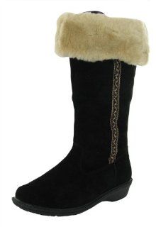 Ambler Genuine Sheepskin Suede Womens Boots Black Size 11 Shoes
