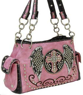 Pink Fashion Cross & Wing Purse with Rhinestone Shoes