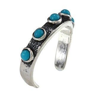 Southwest Moon Sterling Silver Turquoise Beaded Toe Ring