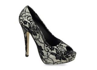 Odeon Silver Peep Toe Lace Womens Platform Heels Shoes