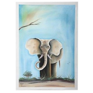 Wandering Elephant Canvas Painting (Malawi)
