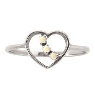 10k Gold Opal 3 stone Heart Ring